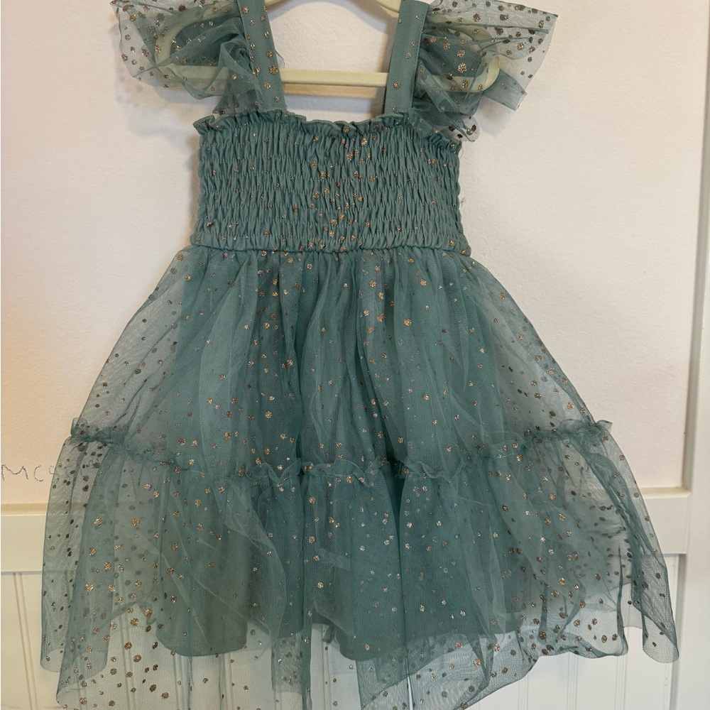 Like new Zunie Teal and Gold Kids Formal Dress